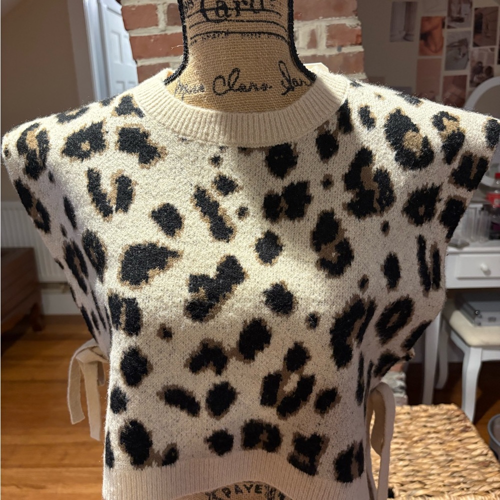 Altar'd State Cream and Black Leopard Sweater